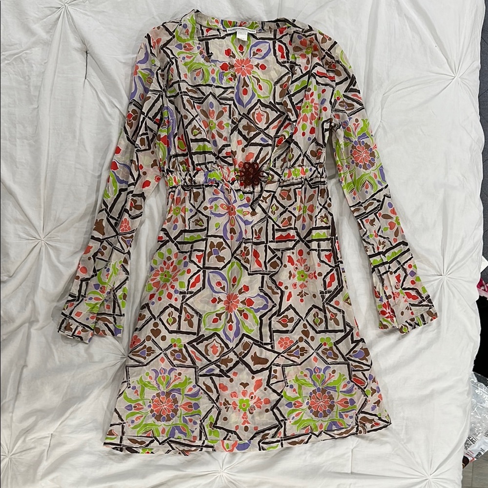 Diane Von Furstenberg Multicolor Geometric Swim Coverup